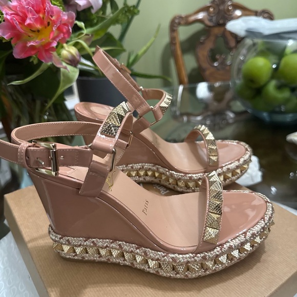 Christian Louboutin Shoes - Christian Louboutin Blush Wedge Sandals